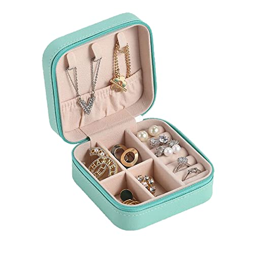 Hotype Joyero Pequeña, Portátil Joyero Viaje Cajas para Joyas, Jewelry Organizer para Mujer, Caja Joyero Accesorios para Anillos, Aretes, Pendientes, Pulseras y Collares, Azul