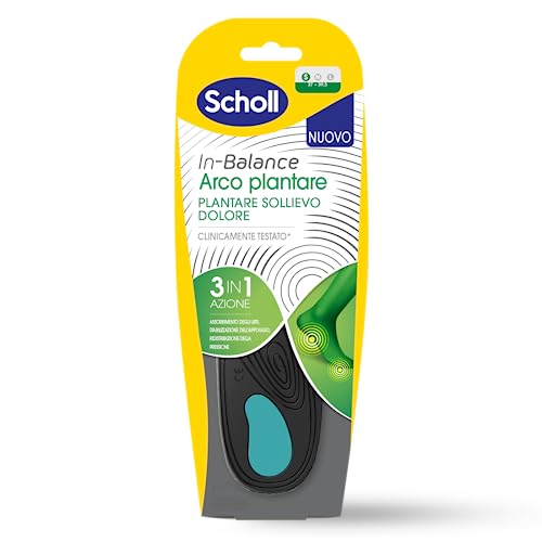 Scholl - Plantillas In-Balance para aliviar el dolor y ofrecer soporte al arco plantar en pies planos, unisex, talla S (37-39,5)