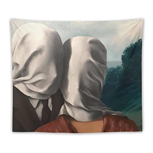 Póster surrealista belga René Magritte Les Amants Lovers Obras de arte de poliéster, tapiz estético para pared, impresiones artísticas para el hogar, decoración moderna, regalos de 50 x 60 pulgadas