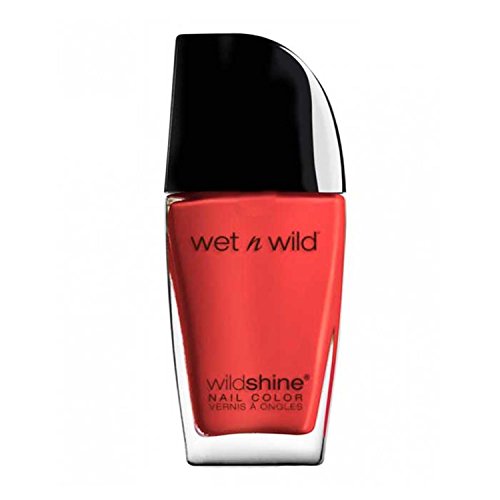 Wet n Wild - Wild Shine Nail Color - Esmalte de Uñas de Secado Rápido - Pintauñas Rojo Luminoso de Larga Duración - Acabado Brillante, Textura y Efecto Fabuloso - Heatwave