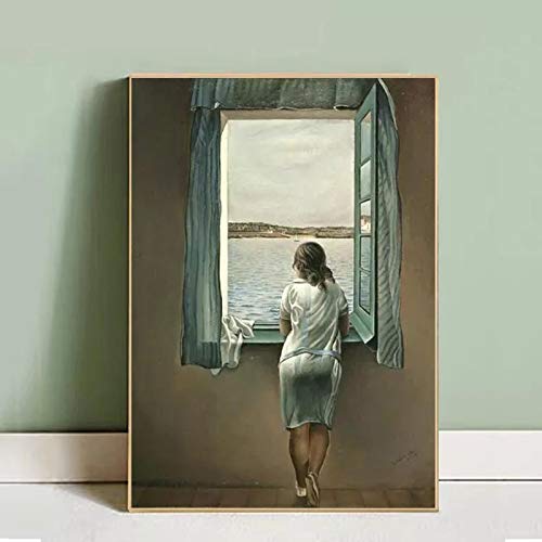 Quadri da parete soggiorno Salvador Dali Woman at The Window Poster e stampe Wall Art Pictures for Living Room Decor 28x36in (70x90cm) quadro