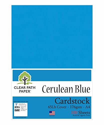 Cartulina azul cerúleo - A4-65Lb Cover / 176g/m² - 100 Unidades - Clear Path Paper
