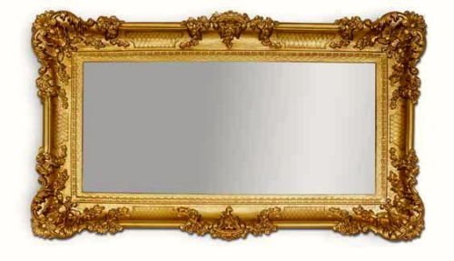 Lnxp Espejo de pared barroco, espejo en oro, 96 x 57, estilo antiguo, estilo barroco, rococó, estilo juvenil, estilo retro, con adornos de ornamento, lujoso y atractivo