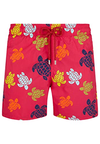 VILEBREQUIN Bañador con Estampado Ronde Des Tortues para Hombre, Rojo Burdeos, L