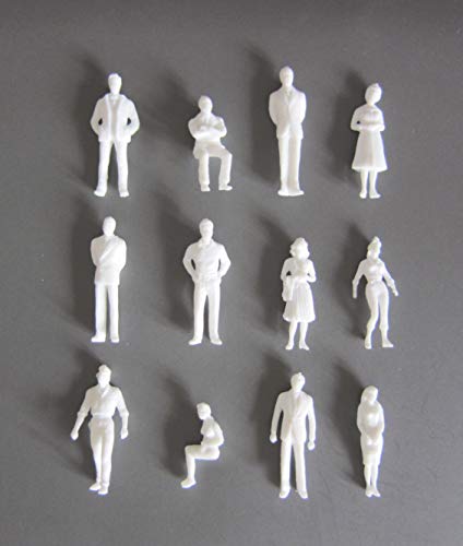 25 x Modell Figuren, weiß unbemalt, für Modellbau 1:50, Modelleisenbahn Spur 0