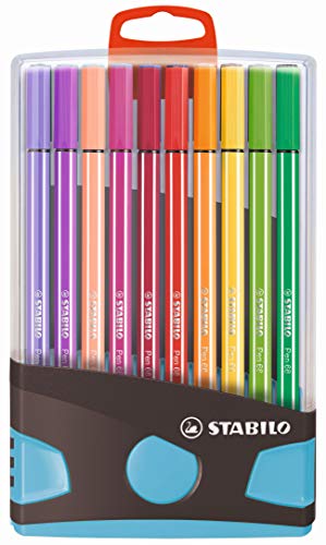 Stabilo Pen 68 ColorParade - Rotulador de dibujo (20 unidades), color gris y turquesa