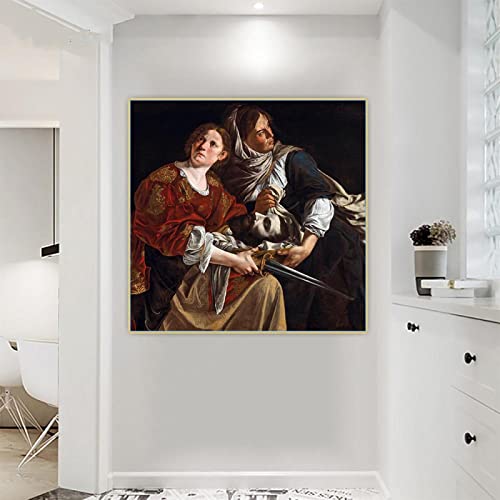 SDVIB Artemisia Gentileschi Judith y su sierva con la cabeza de Holofernes Lienzo Pintura al óleo Decoración Lienzo Impresiones 70x70cm Sin marco