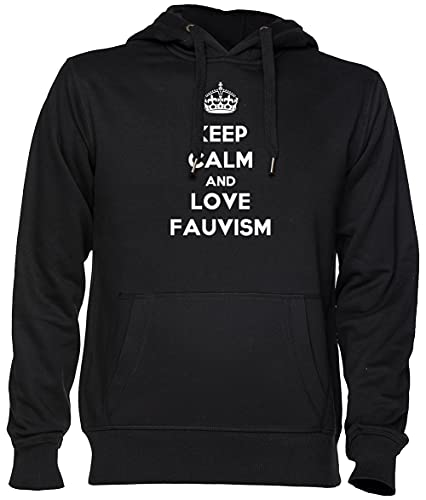 Keep Calm and Love Fauvism Negro Jersey Sudadera con Capucha Unisexo Hombre Mujer Tamaño M Black Unisex Hoodie Size M