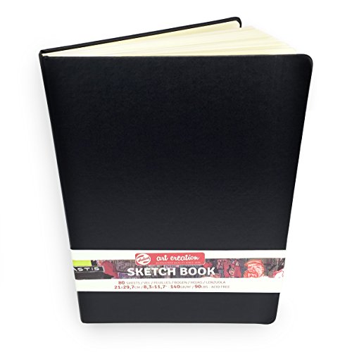 Royal Talens – Art Creation Hardback Sketchbook – 80 Sheets – 140gsm – 21 x 29.7cm – Black Cover