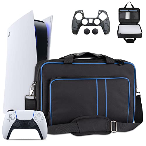 TECTINTER Bolsa PS5 Estuche PS5 Bolsa Transporte PS5 para PS5 Console Disk/Digital Edition y Mando, Estuche Transporte Protector para PS5 Accesorios,PS5 Mando La Piel*1 Incluido