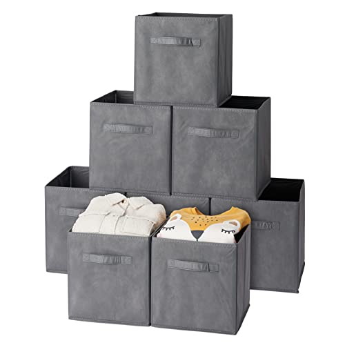 MATANA - 8 Cajas de Almacenamiento Plegables - Contenedor de Almacenamiento: Cesto de Ropa, Almacenamiento de Juguetes - con Manijas de Gabinete Resistentes - 27.5 x 27.5 x 28 cm