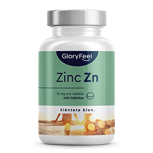 Zinc - 400 tabletas (para 13 meses) - 15mg de gluconato de zinc al día - Zinc elemental de alta biodisponibilidad - 100% vegano, probado en laboratorio y fabricado en Alemania sin aditivos