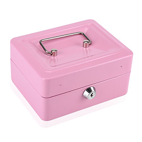 VIFER Mini Caja de Seguridad portátil Caja Fuerte con Bloqueo de Teclas, Caja de caudales pequeña Caja para Oficina en Casa (Rosa, 15 x 12 x 7.5cm)