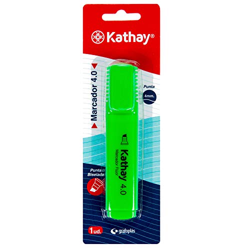 Kathay 86211820. Marcador Fluorescente, Color Verde, Punta Biselada 4mm