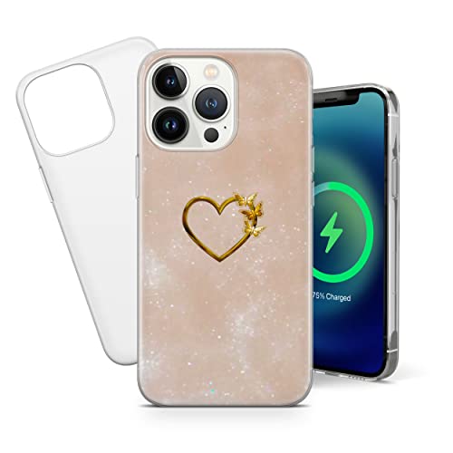 Funda para iPhone de oro – Regalo de corazón – Caja de teléfono amarilla – Funda de TPU transparente Love para iPhone 7/8/se 2020 – Diseño 1