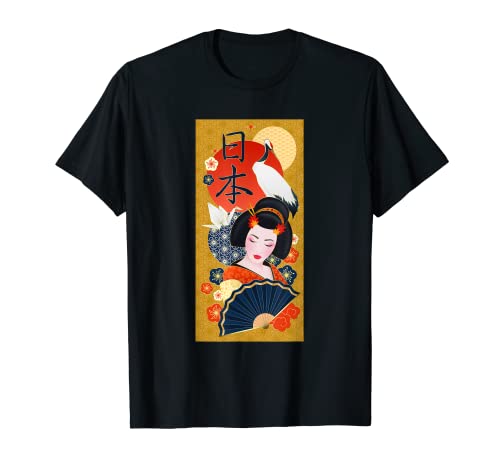 Arte Japonés Pintura Geisha Tradicional Gráfico Estético Camiseta