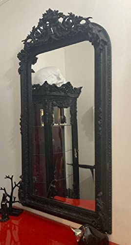 Casa Padrino Espejo Barroco Negro - Magnífico Espejo de Pared con Decoraciones Elegantes - Espejo de Pared de Estilo Barroco - Espejo de guardarropa Barroco - Muebles barrocos - Noble y Magnífico