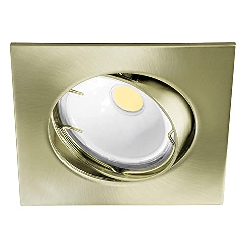 wonderlamp W - E000015 Basic - Foco empotrable cuadrado, color oro viejo [Clase de eficiencia energética A+]