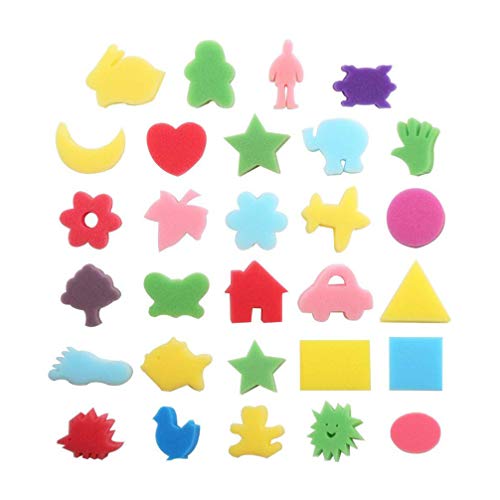 Tomaibaby 30 Piezas de Pintura de Esponja con Forma de Animal Esponja de Espuma Artesanal Kits de Pintura para Niños Dibujo de Pintura de Bricolaje para Niños (Patrón Mixto Y Color