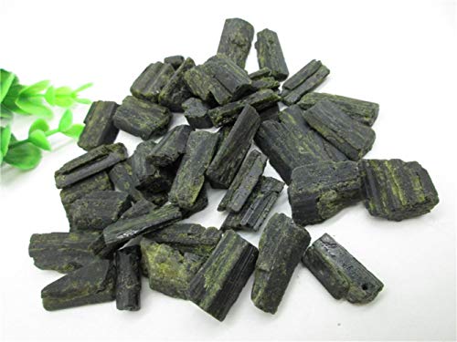 Gema de cristal Schorl de turmalina verde natural cruda Espécimen mineral original Piedra en bruto