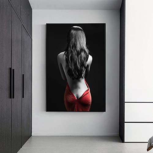 BIEMBI Mural moderno con espalda desnuda para mujer, pintura Sexy sobre lienzo, carteles e impresiones, cuadro de arte de pared para sala de estar, decoración del hogar, 60x90cm sin marco