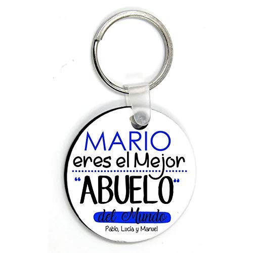 Kembilove Llavero del Mejor Abuelo del Mundo – Llavero Personalizado para Regalar Abuelo – Llavero Original para sorprender a tu Abuelo – Llavero Impreso a 2 Caras