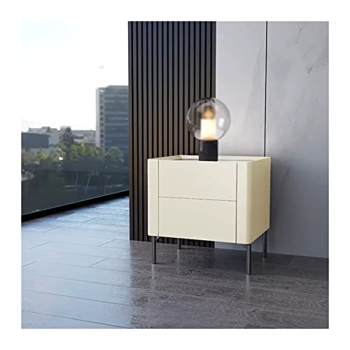 Librero de mesa Mesita de noche moderna beige Elegante mesa de pizarra con diseño de mármol Mesita de noche 2 cajones Patas altas de metal Diseño Mesa auxiliar pequeña for dormitorio Sala de estar Mes