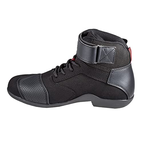 Botas motocicleta CURVE Rubi Negras/Grises | Hombre y mujer | Microfibra | Uso urbano | Refuerzo cambio de marchas, detalles rojos, cordones, suela antideslizante | Homologado CE (numeric_38)