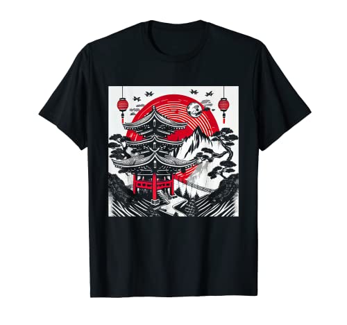 Pagoda en el monte Fuji Merch Pintura tradicional japonesa Camiseta