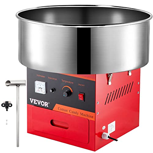 VBENLEM Máquina de Algodón de Azúcar 220V Rojo Algodonera de Azúcar Cotton Candy Machine Máquina Profesional para Hacer Nubes de Azúcar