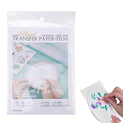 itrimaka Papel de Transferencia para Bordar Ropa,DIY Bordado Ayuda Papel de Transferencia película Soluble en Agua - Papel de Transferencia de Ropa para Coser, Bordar o Pintar Telas, Herramientas