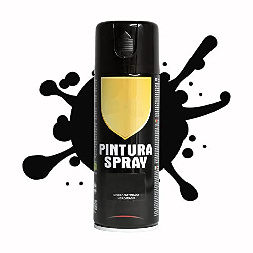 Pintura Spray 400ml para Metal/Madera/Plástico (Negro Satinado, 1 Bote)