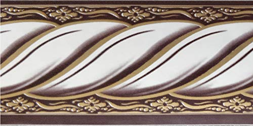 Dundee Deco BD5015 - Rollo de papel pintado de cuerda victoriana de oro blanco malva abstracto, diseño retro, rollo de 33 pies x 2 pulgadas, autoadhesivo
