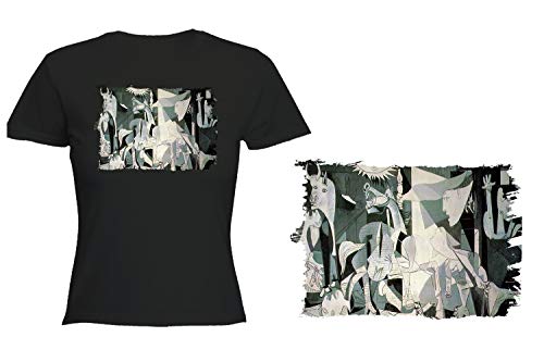 MERCHANDMANIA Camiseta Negra Mujer EL GUERNICA DE Pablo Picasso Tshirt