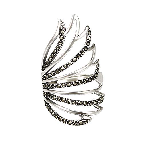 Anillo de plata de ley 925 retro índice dedo medio abierto personalizado ajustable hacer joyería de plata antigua para mujeres