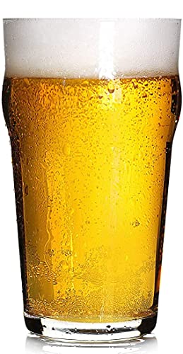 Hostelvia - Pack de 12 Vasos de Cerveza Nonic - Vaso de Cerveza de Pinta - Cristal Templado Resistente (56 cl)