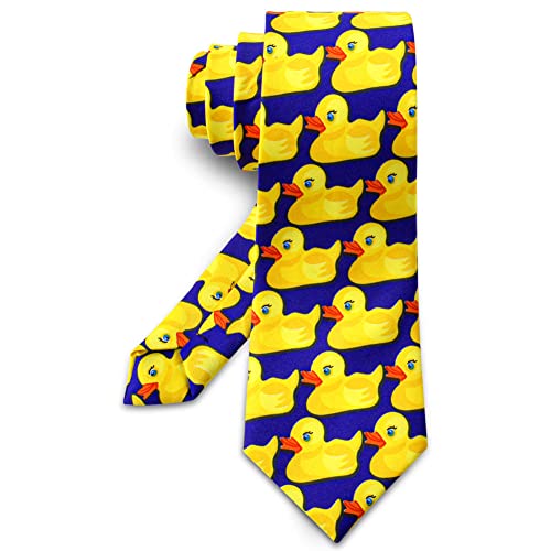 AOMIG Corbata de Patos, Corbata Divertido con Impreso de Pato Amarillo, Corbata Original Azul y Amarillo, Corbatas de Hombre Modernas, Accesorio Traje de Cosplay Fiesta, Regalos Originales para Hombre