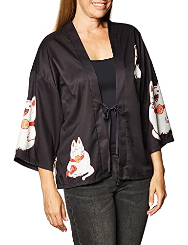 Kimono japonés para mujer, chaqueta Harajuku, abrigo Yukata, bata de baño, blusa para exteriores, # 1 Negro, Talla única