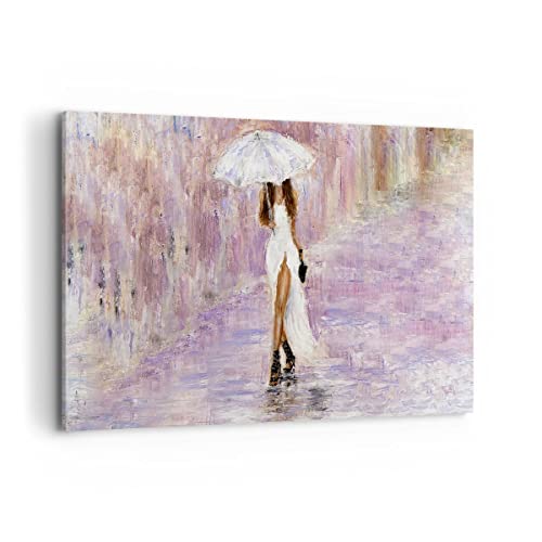 ARTTOR Cuadros sobre lienzo Mujer Moda Caminar En La Lluvia Arte 120x80cm Lienzos decorativos Cuadros decoracion Cuadro salon Cuadros modernos Cuadros decorativos Wall art decorativo AA120x80-3822