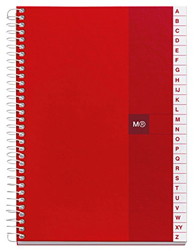 Miquelrius - Índice Cromatic , Tamaño 4º (152 x 210 mm) , 100 Hojas de 70 g/m², Rayado Cuadrícula 5 mm , con Índice Alfabético , Cubierta de Cartoncillo Plastificado , Color Rojo