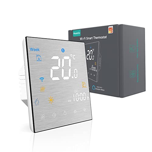 MoesGo Termostato programable para la calefacción y regulador de temperatura activado por wifi para calderas de agua/gas, compatible con Alexa y Google Home