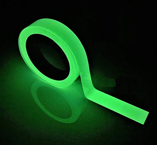 GTIWUNG Cinta Adhesiva Luminosa, 10M x 1CM Cinta Fluorescente Adhesiva, Cinta Autoadhesiva Etiqueta de Seguridad Luminoso Fluorescente Verde, Cinta Adhesiva Decorativa de Pared 1 Rollo