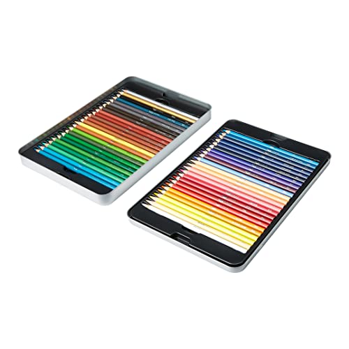 Amazon Basics - Lápices de colores en caja de lata, 48 unidades, Varios colores