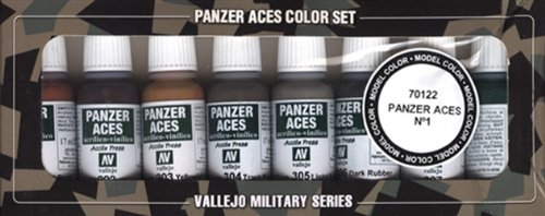 Vallejo Model Color Panzer Aces nº 1 de acrílico Pintura Set - Surtido de Colores (paquete de 8)