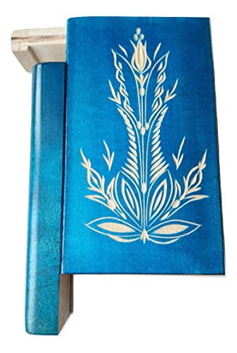 Gran azul magia misteriosa asistente de rompecabezas libro de caja con el compartimento secreto dentro de sorpresa hecha a mano de madera oculta caja de almacenamiento de joyería