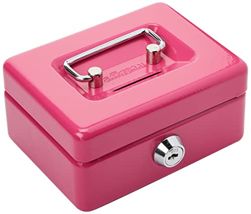 Cathedral - Caja de caudales (metálica, con cerradura, 2 llaves, 10 cm), color rosa