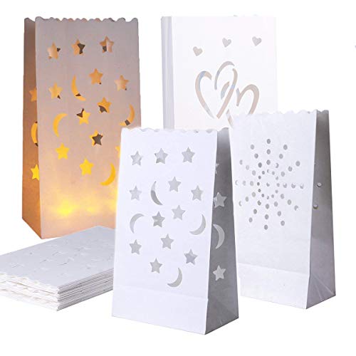 bolsas velas papel,Mengger 30Pcs bolsas de luz papel led luminaria velas candle bags Pantalla linternas Luminaria farolillo para Hogar Navidad Fiesta Romántica Decoración de la Boda