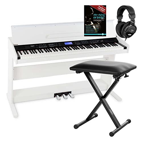 Piano digital FunKey DP-88 blanco set con auriculares, banco de piano Economy y manual