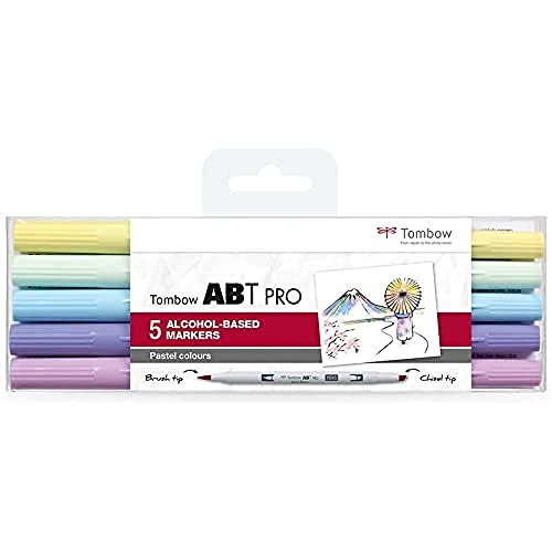 Tombow ABT PRO - Rotuladores con base de alcohol (5 unidades), colores pastel