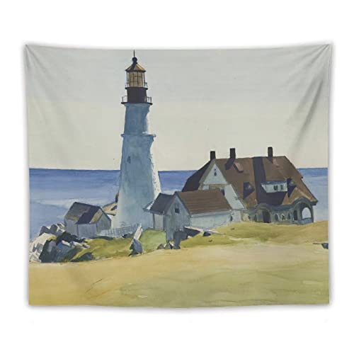 Póster de Edward Hopper Faro y Edificios Pintor Americano Pintor Tapiz Arte de Pared Impresiones de Poliéster Cuadro Colgante Decoración del Hogar Tapices Idea de Regalo 50 x 60 pulgadas